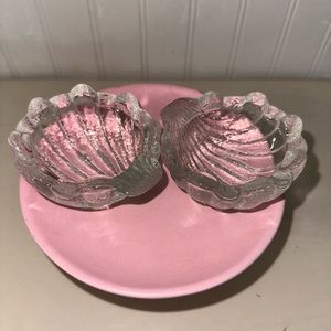 Vintage Glass Clam Shell Trinket Box